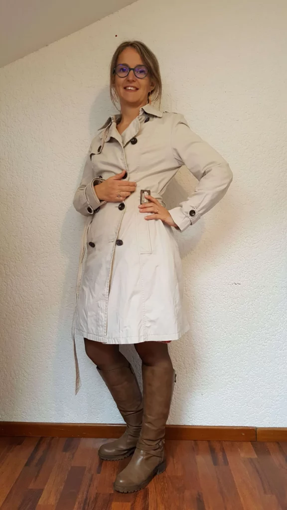 Robe Orange Bottes Trench Ferme