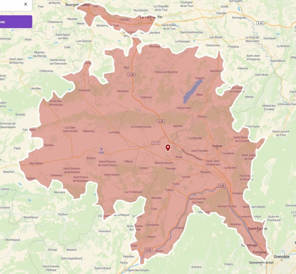 Carte zone 30 minutes